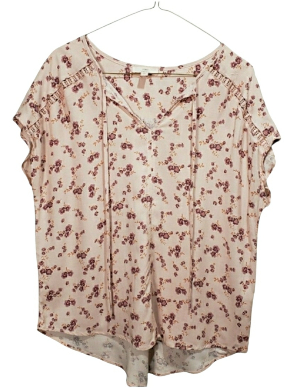 COMO VINTAGE Blush Pink Floral Tie-Detail Blouse | Medium